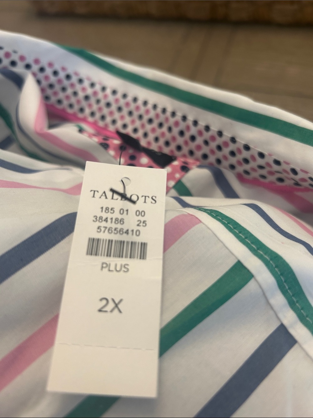 NWT TALBOTS SZ 2X Multicolor Striped Button down shirt - Picture 8 of 9